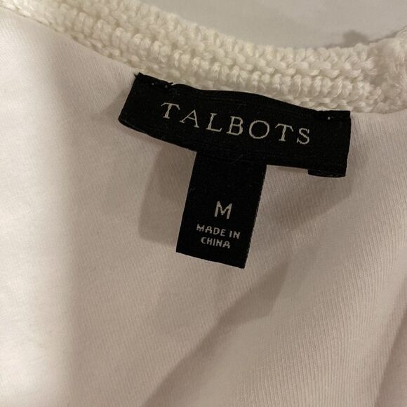 ❤️Last Chance Talbots white short sleeve cotton crochet peplum blouse top size M - Picture 4 of 8